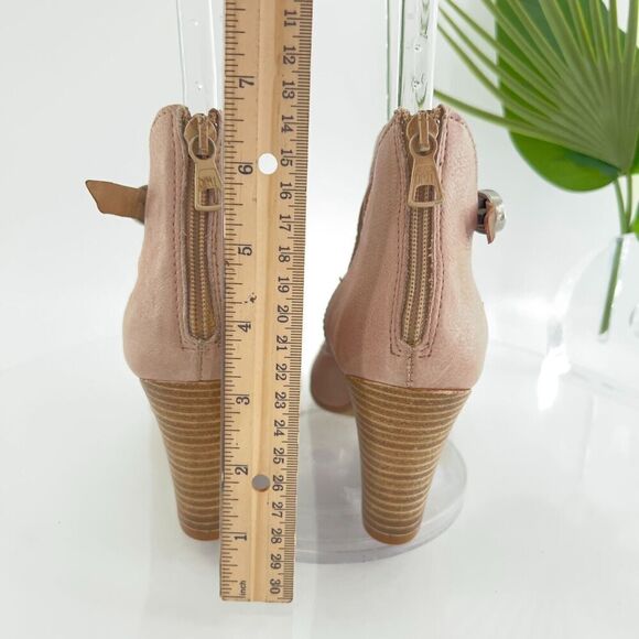 Miz Mooz Knox Sandal Women 38 8 Blush Pink Leather Wedge Boho Open Toe Bootie - Picture 9 of 16